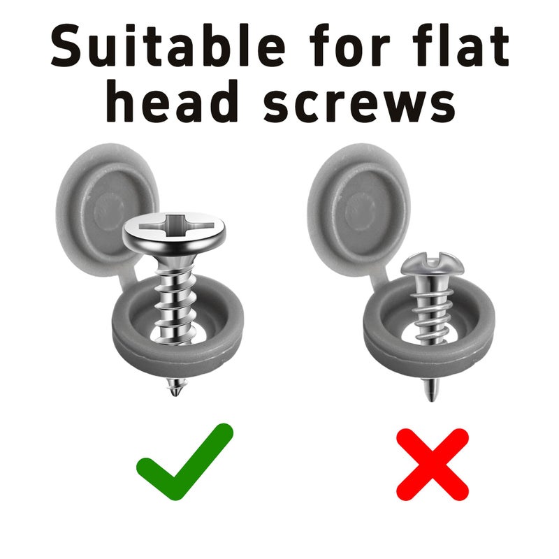 Runseaway 150Pcs Grey Plastic Screw Covers, Hinged Screw Cover Caps, Hinged Fold Over Caps Dust Washers Snap Flip Tops for Screw Protection - Image 5